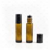 10ml Amber Glass Roller Bottle with Black Lid & Premium Stainless Steel Rollerball - 5 pack (NEW STYLE)
