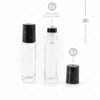 10ml Clear Glass Roller Bottle with Midnight (Black) Lid & Premium Stainless Steel Rollerball - 5 pack (NEW STYLE)