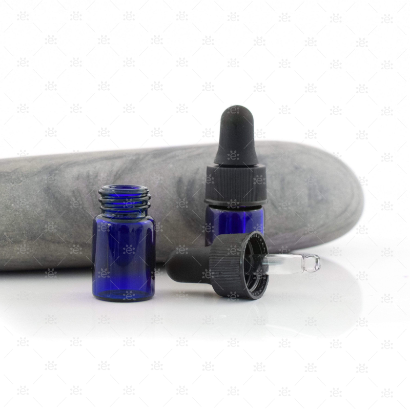 5/8 (2Ml) Dram Blue Glass Dropper Bottles (5 Pack)