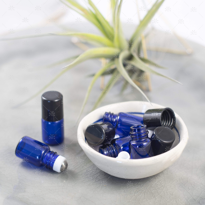 5/8 (2Ml) Dram Blue Roller Bottles With Stainless Steel Rollers (5 Pack) Glass Bottle