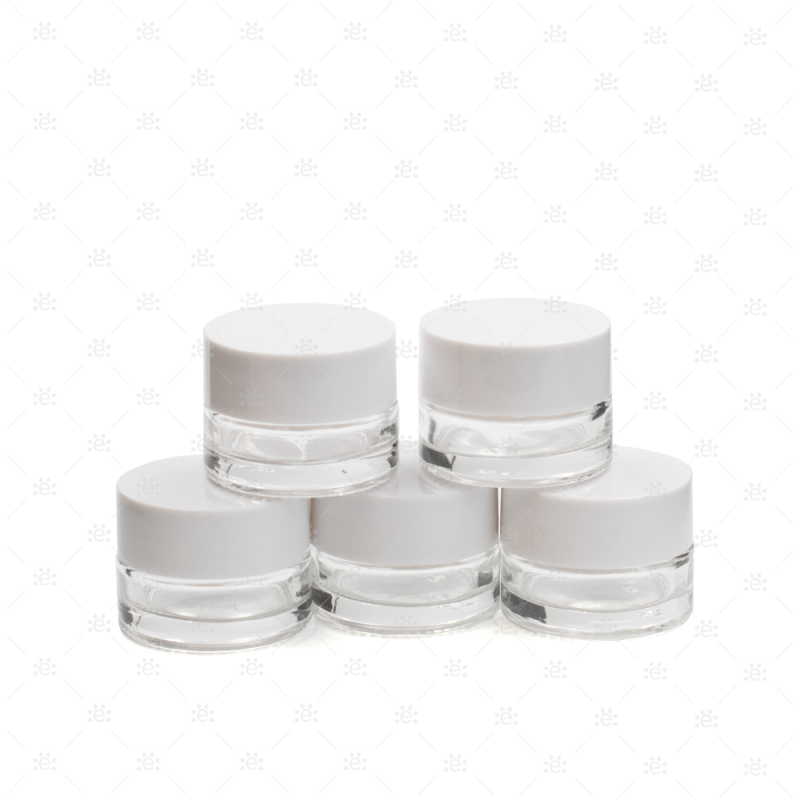 7Ml Glass Jar With White Lid (5Pk) Jars