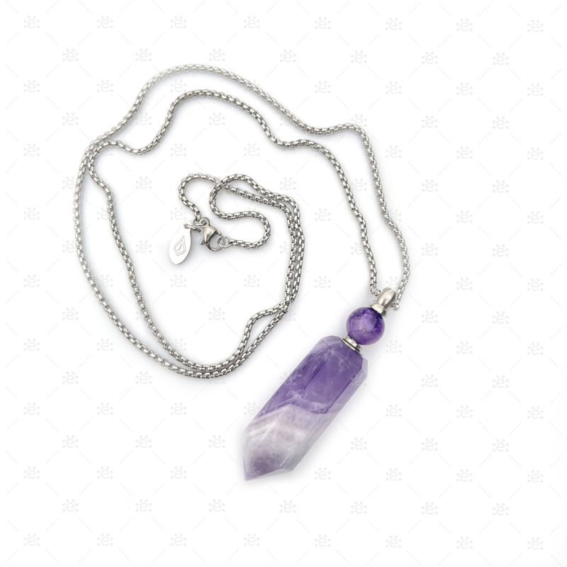 Amethyst Gemstone Vial Necklace Jewellery