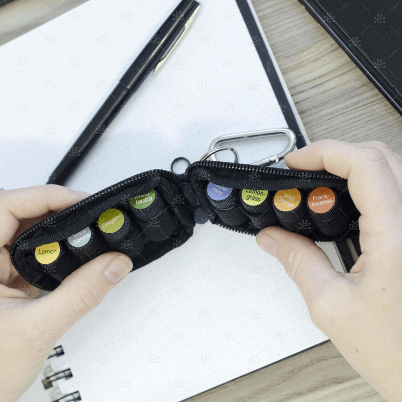 Black - Doterra Branded Key Chain Case With 8 Sample Vials