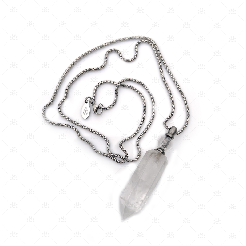 Clear Quartz Gemstone Vial Necklace Jewellery