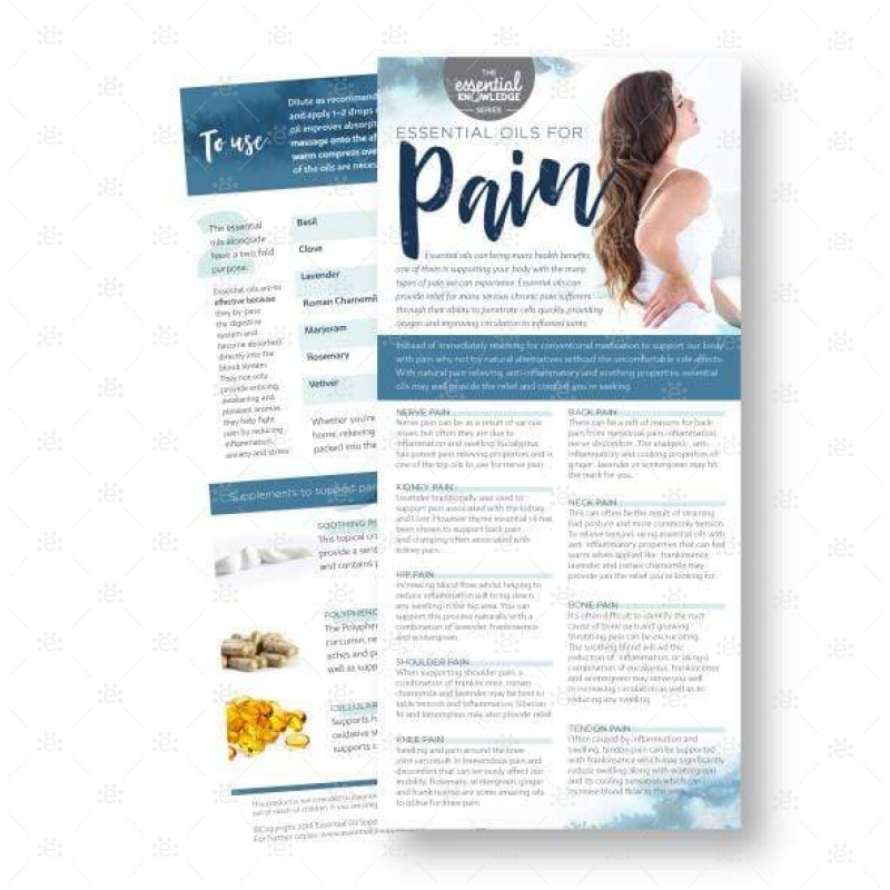 Essential Knowledge Series:  Oils For Pain (Single) Rack Cards