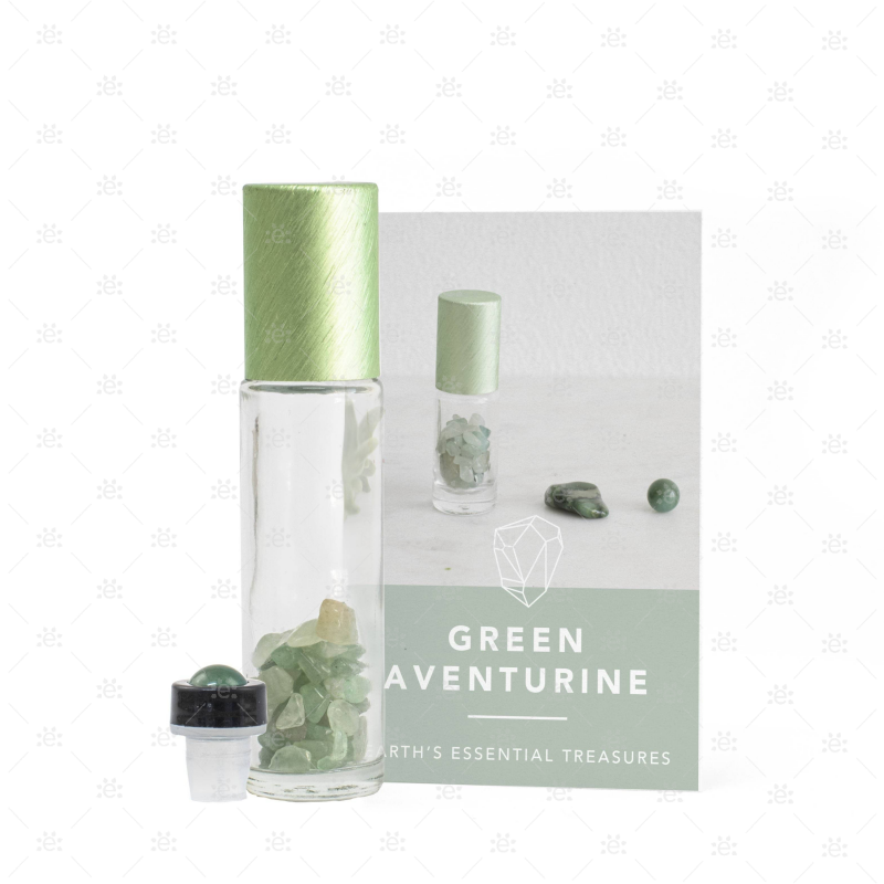 Green Aventurine Gemstone Roller Bottle Set Glass