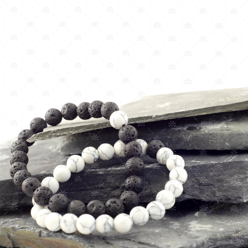 Jacqueline : Howlite & Lava Bracelet Twin Set