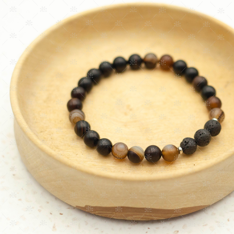 Jase:  Sardonyx Gemstone Lava Diffuser Bracelet Jewellery