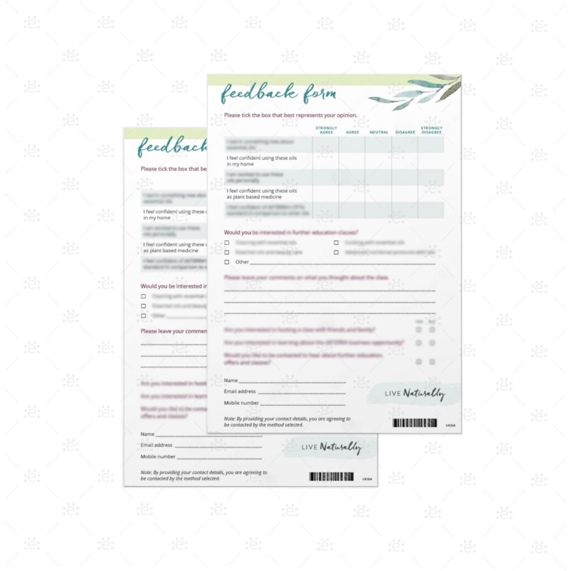 Live Naturally:  Feedback Form Tear Pad (50 Sheets) Pads