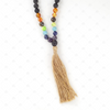 Manita : Natural Lava & Gemstone Tassel Diffuser Necklace