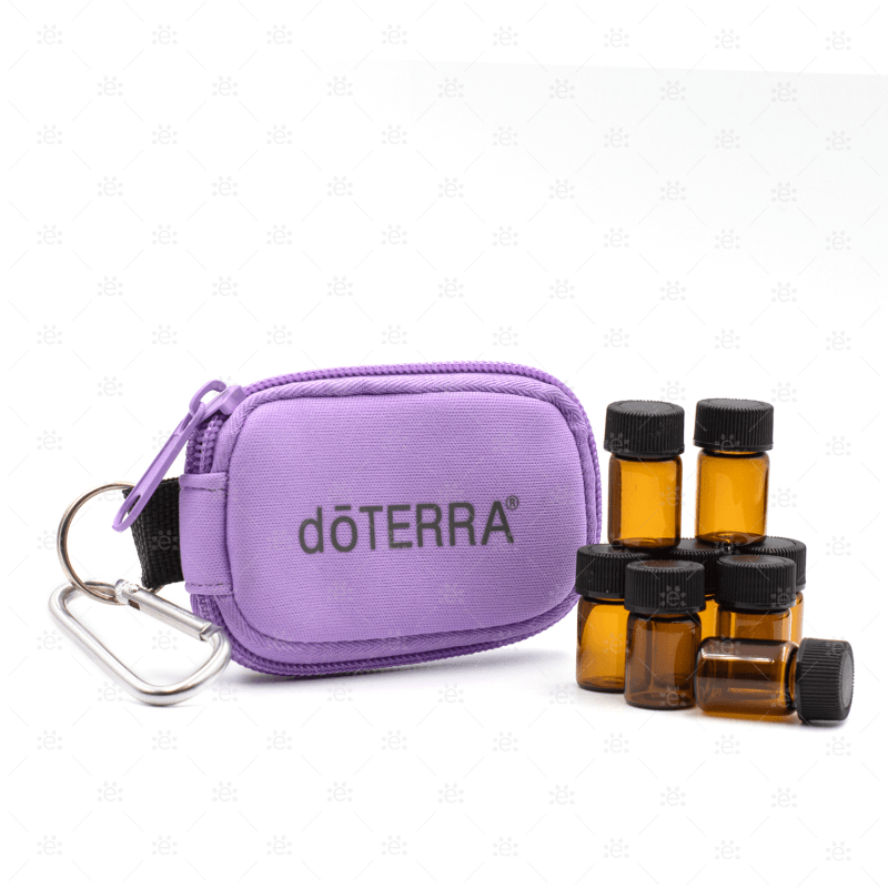 Purple - Doterra Branded Key Chain Case With 8 Sample Vials (5/8 Dram)