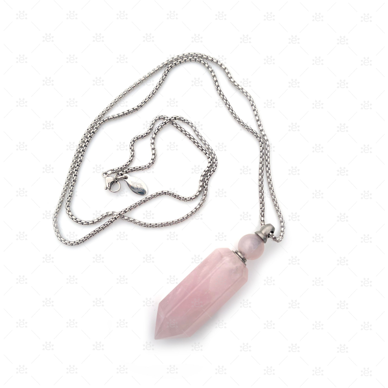 Rose Quartz Gemstone Vial Necklace Jewellery