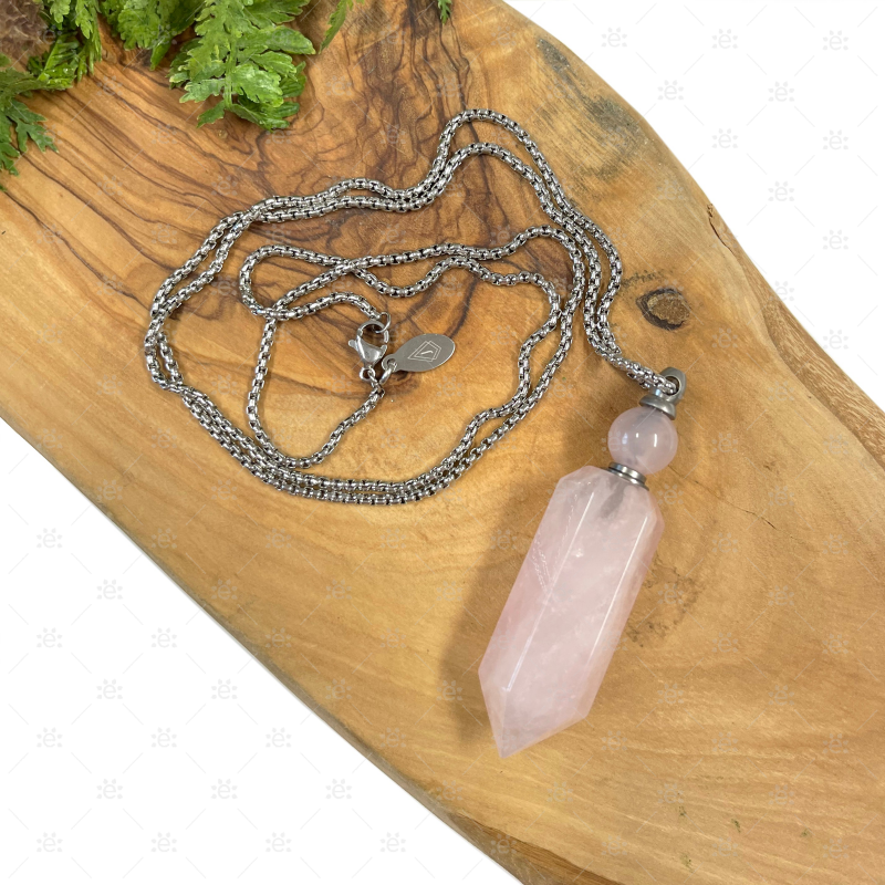 Rose Quartz Gemstone Vial Necklace Jewellery