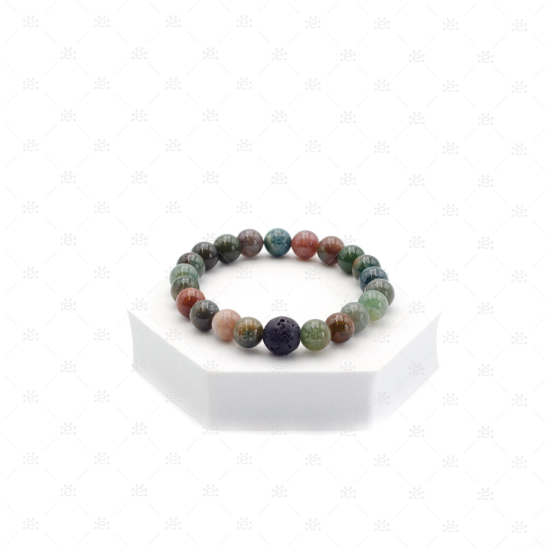 Ruth:  Green Moss Agate & Natural Lava Gemstone Diffuser Bracelet Jewellery