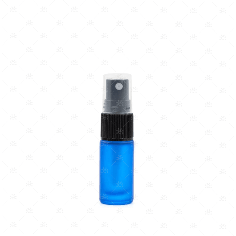 5Ml Blue Deluxe Frosted Glass Spray Bottle (5 Pack)