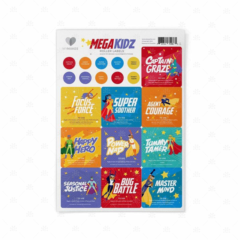 Mymakes:  Mega Kidz - Label Sheet Labels