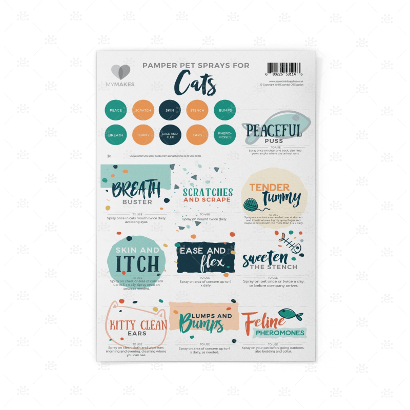 MyMakes : Pamper Pet Sprays for Cats  - Label Sheet