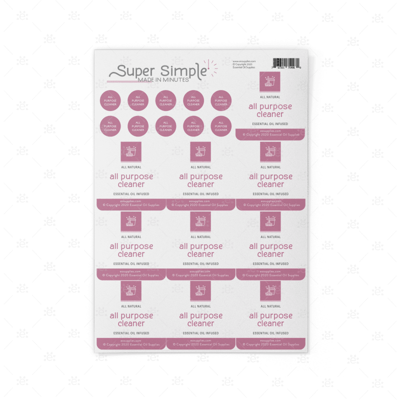 Super Simple:  Made In Minutes Label Sheet - All Purpose Cleaner Labels